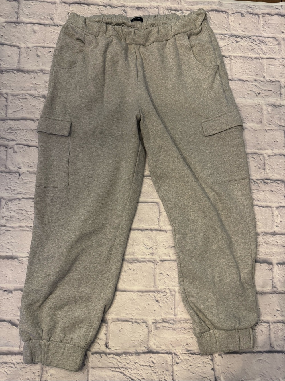 Express Gray Cargo Jogger Sweat Pants